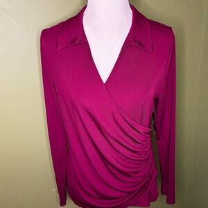 INC International Concepts Surplice Top Wine Red